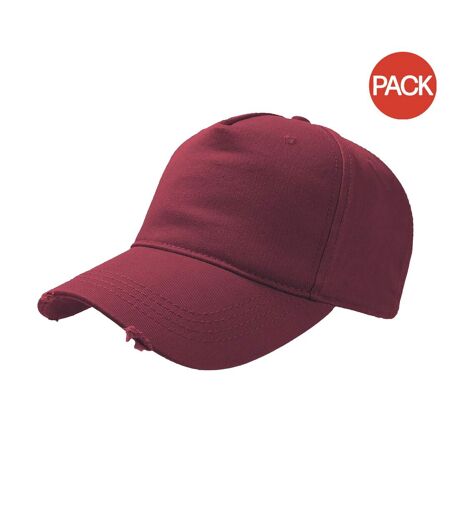 Lot de 2  casquettes effet usé adulte bordeaux Atlantis