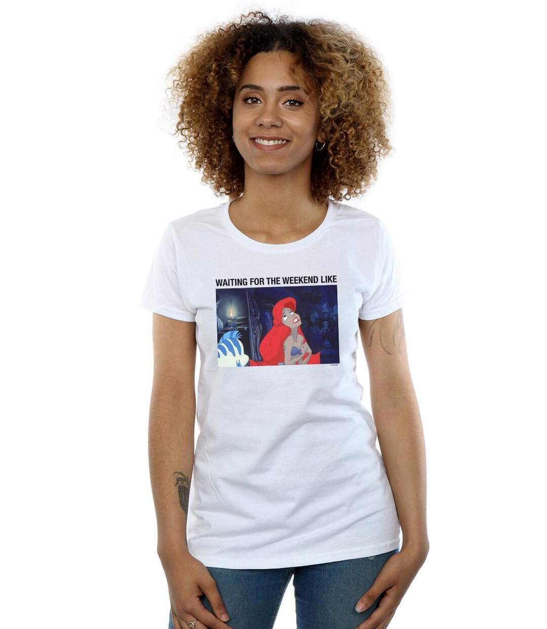 Disney T-shirt en coton Femme/Ladies The Little Mermaid Waiting For The Weekend (Blanc) - UTBI15335-2