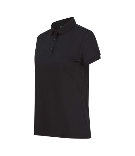 Henbury Womens/Ladies Recycled Polyester Polo Shirt (Black) - UTRW9005