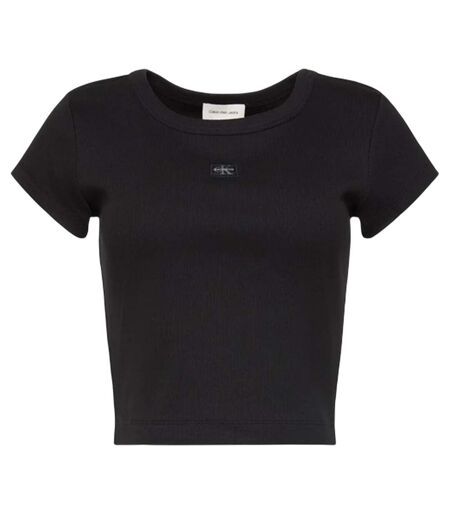 Haut Court Motif/style Côtelé Femme Noir Calvin Klein