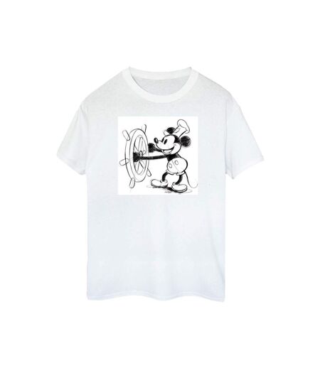 Disney Femme/Les femmes Mickey Mouse Steamboat Sketch - T-shirt en coton (Blanc) - UTBI48194