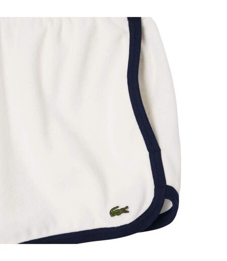 Womens/ladies Terrycloth Contrast Detail Shorts Cream Lacoste