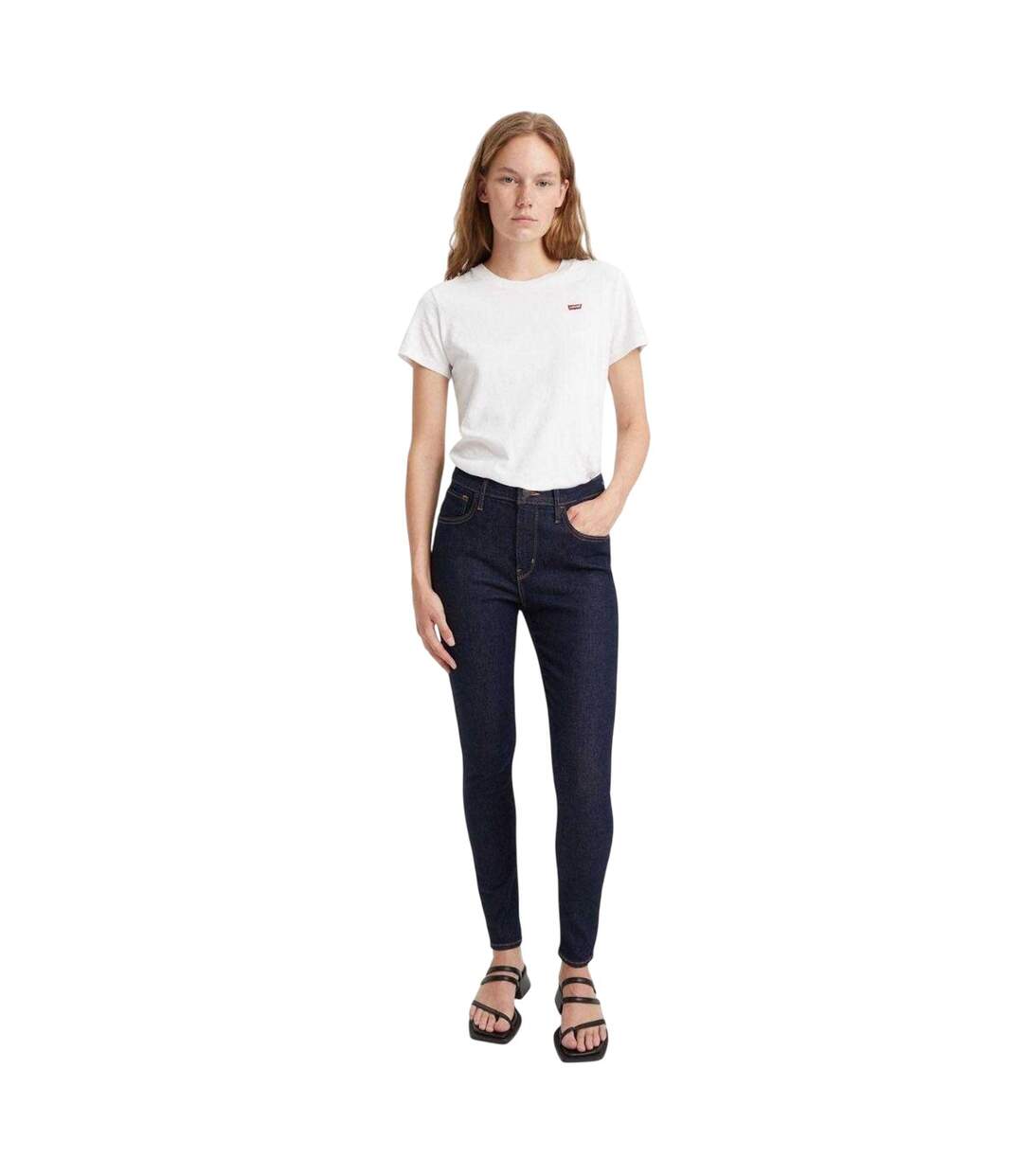 Womens/ladies High Rise Skinny Jeans Blue Levis-1