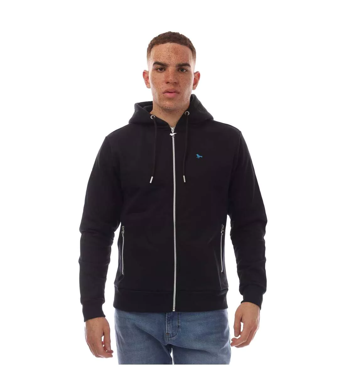 Mens Route 66 Full Zip Hoodie Black Modern Amusement-2