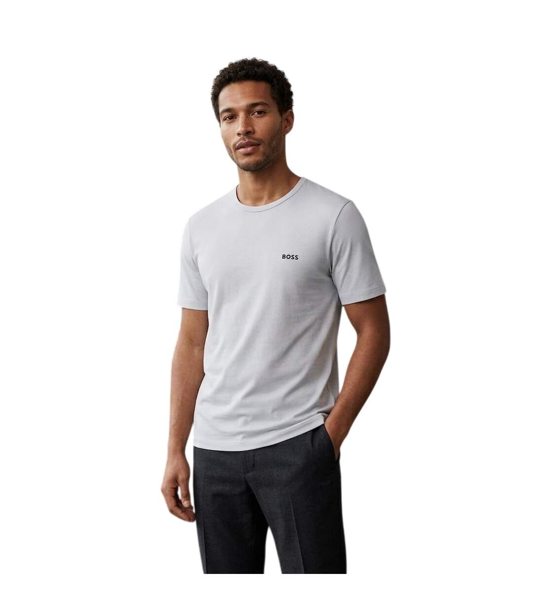 Lot De 3  T-shirts Motif/style Logo Brodé Homme Blanc Marron Noir Boss-4