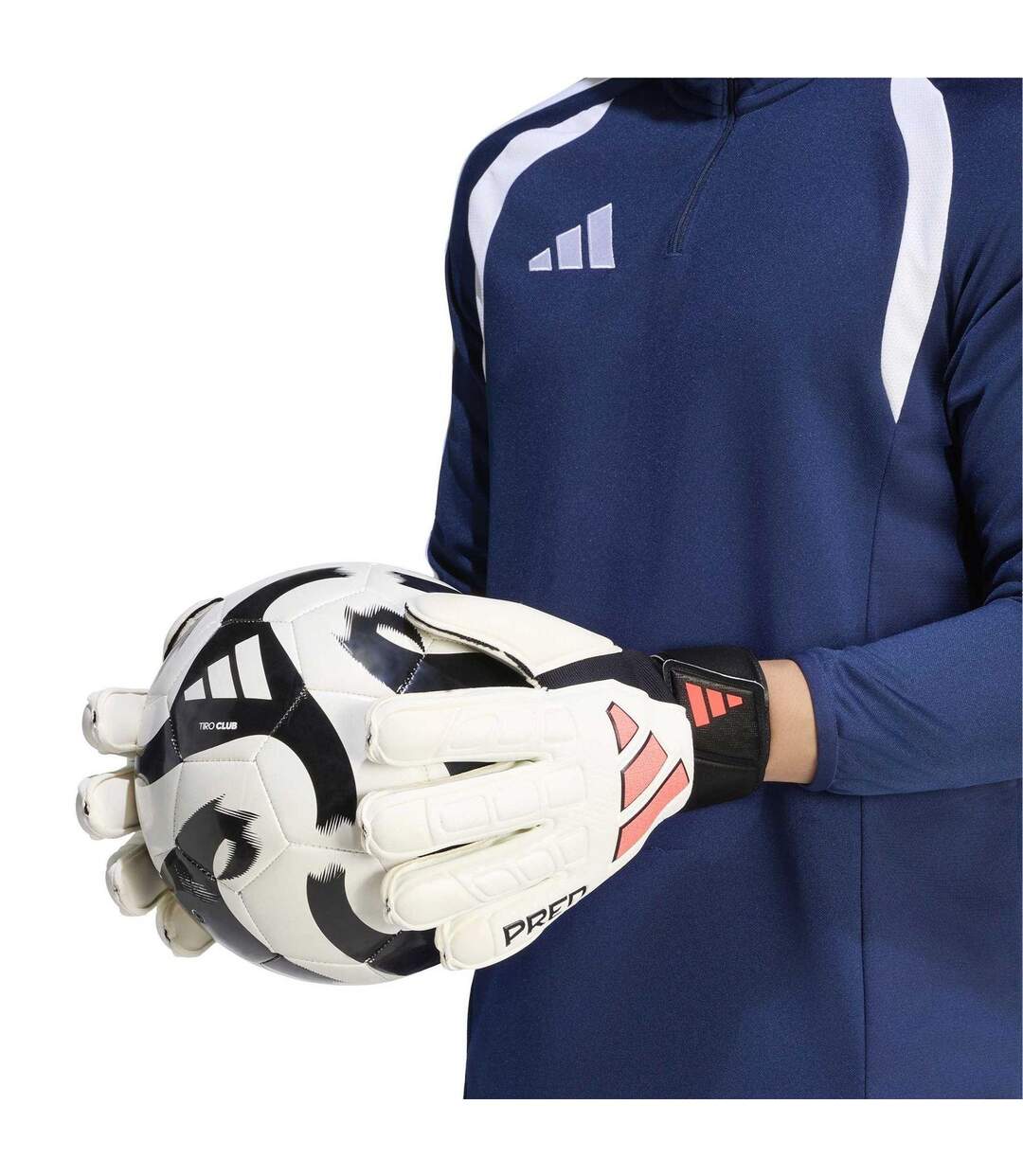Unisex Adult Predator Match Fingersave Goalkeeper Gloves White Black Adidas-3