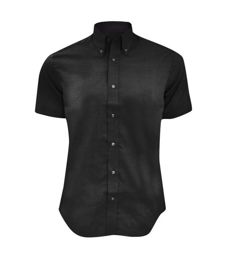 Kustom Kit Mens Short Sleeve Tailored Fit Premium Oxford Shirt (Black)