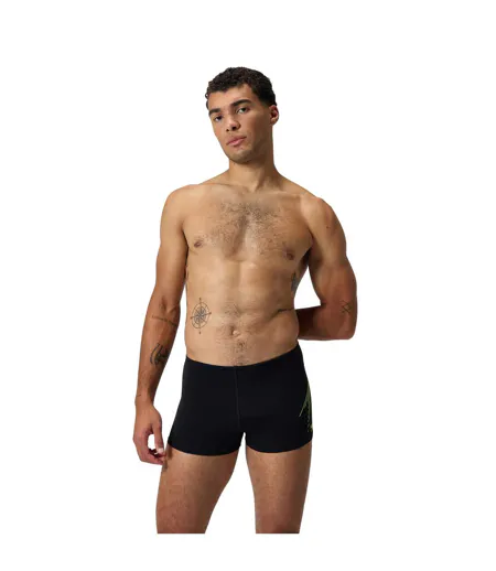Mens Hyperboom Placement Swim Shorts Black Yellow Speedo