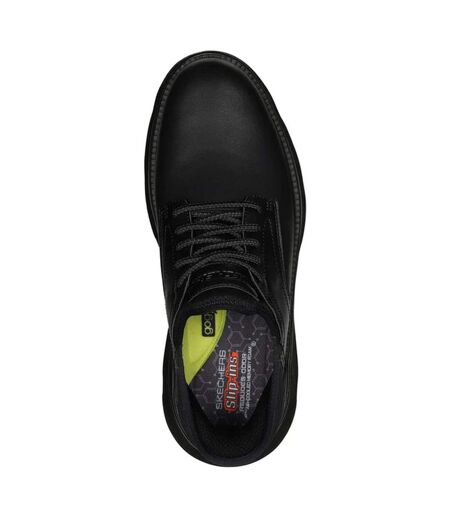 Mens Garza Gervin Leather Oxford Shoes Black Skechers