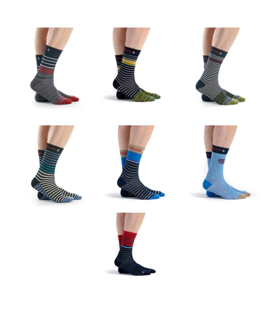 Semainier de 7 chaussettes rayées 40/45-2