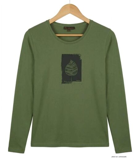 MAYFLOWER NIKKI4 : Tee-shirt manches longues olive en coton pour un style naturel