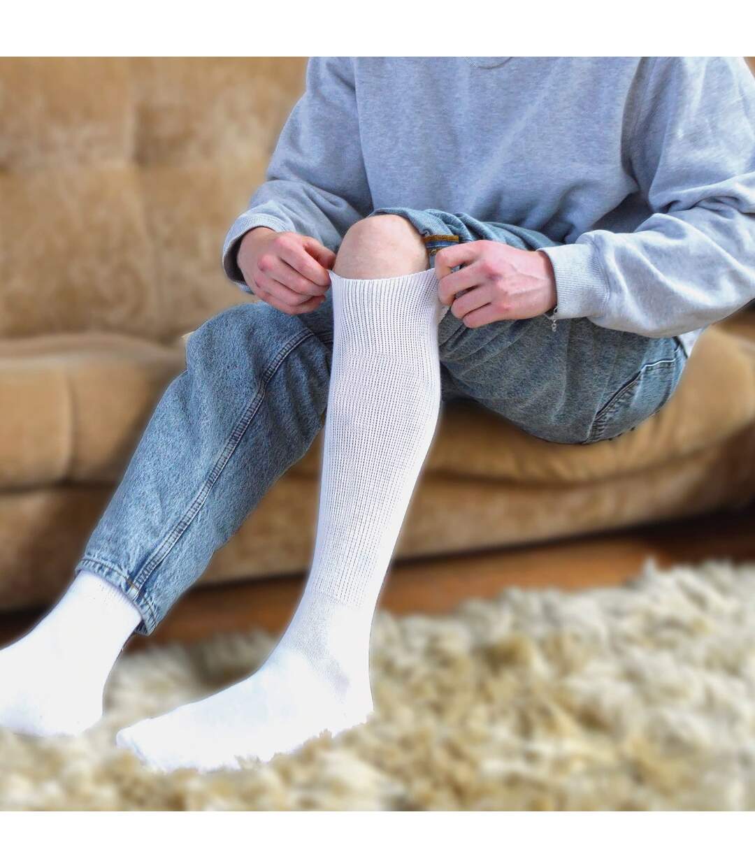 4 Pack Extra Wide Knee High Bamboo Diabetic Socks-5