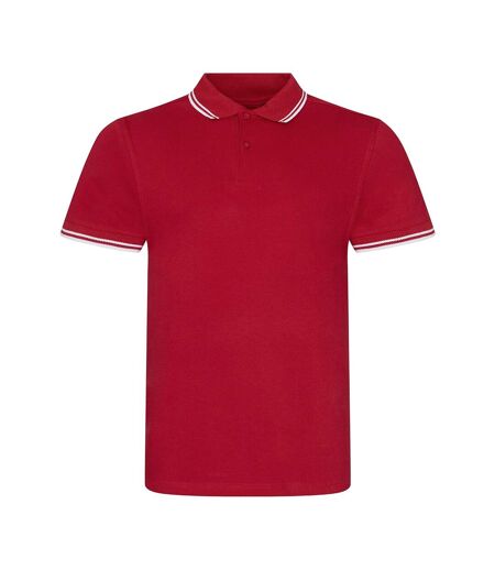 Mens t-shirt polo hommes rouge / blanc AWDis