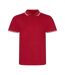 Mens t-shirt polo hommes rouge / blanc AWDis-1