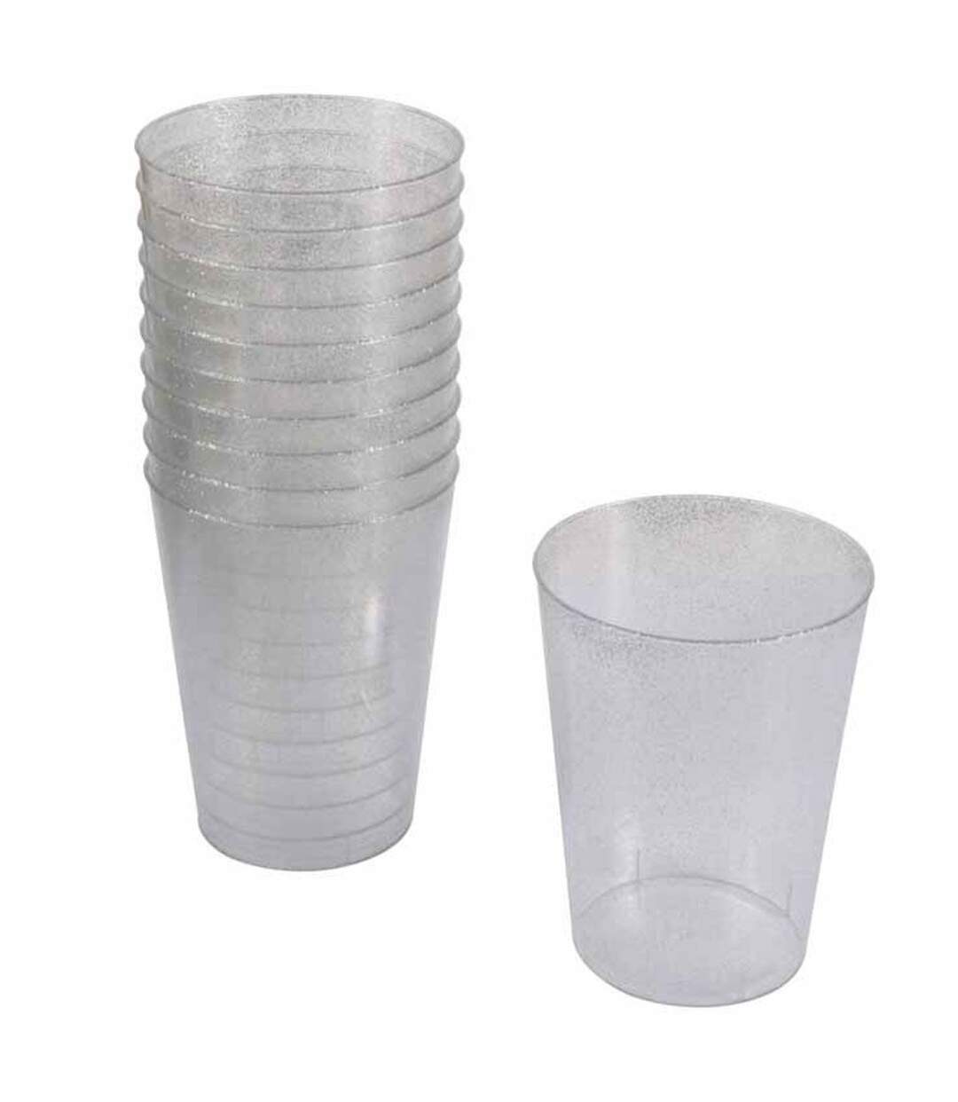 Lot de 20 Verres en Plastique Réutilisable Paillettes 20cl Argent-1