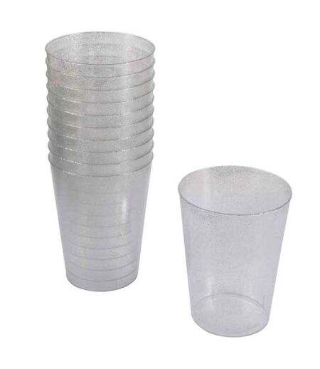 Lot de 20 Verres en Plastique Réutilisable Paillettes 20cl Argent