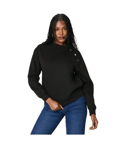 Womens/ladies button detail sweatshirt black Dorothy Perkins