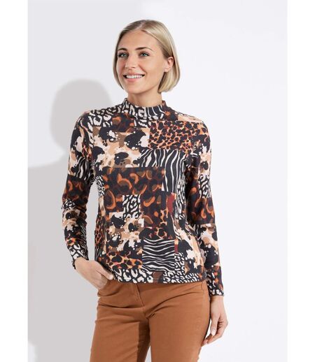 T-shirt col montant motif animalier maille chaude
