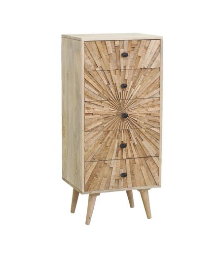 Commode en manguier sculpté SUNRISE 5 tiroirs