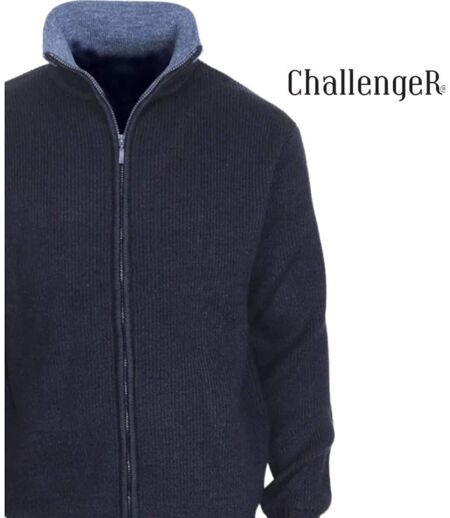 CHALLENGER CELTIC1 — Gilet cardigan zippé bleu marine : la chaleur naturelle de la laine