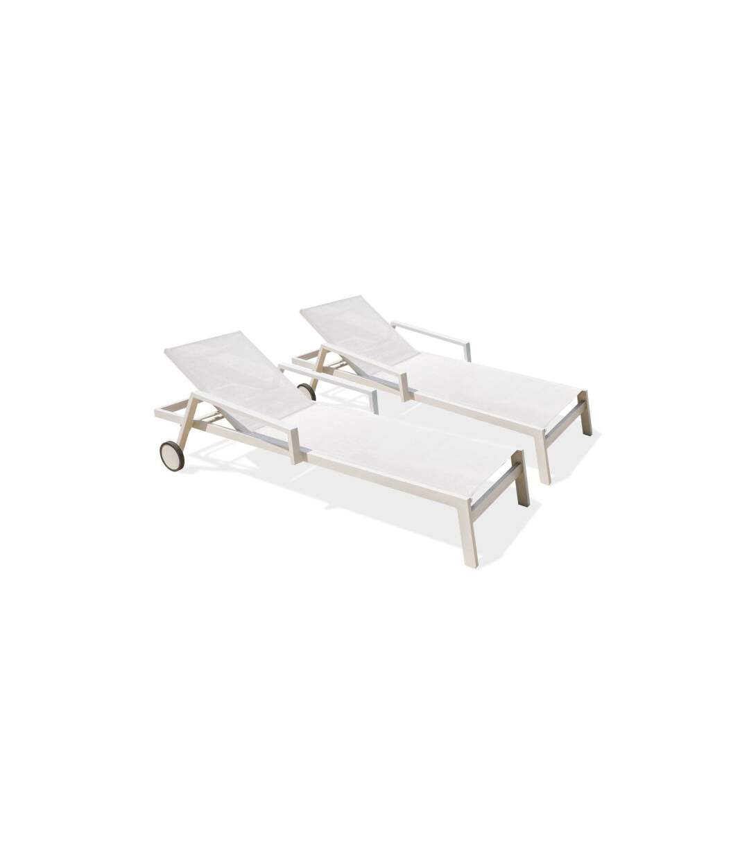 Lot de 2 Bains de Soleil Multi-Positions Ibiza 210cm Blanc-1