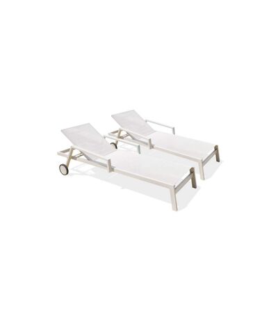 Lot de 2 Bains de Soleil Multi-Positions Ibiza 210cm Blanc