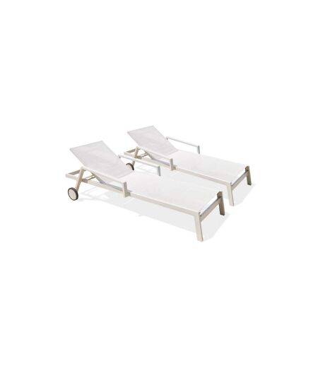 Lot de 2 Bains de Soleil Multi-Positions Ibiza 210cm Blanc
