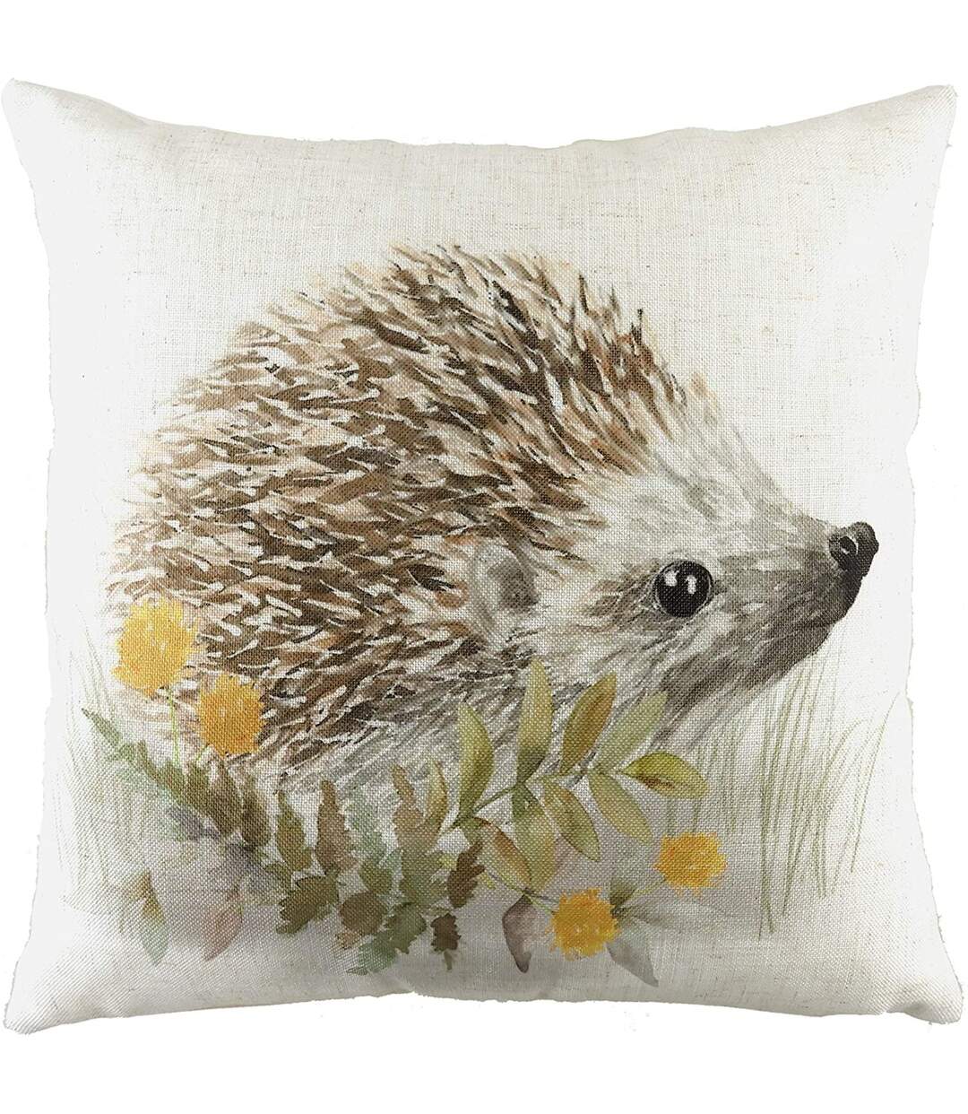 Woodland hedgehog cushion cover one size white/green/brown Evans Lichfield-1