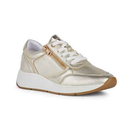 Geox Womens/Ladies D Cristael E Leather Sneakers (Light Gold) - UTFS10753