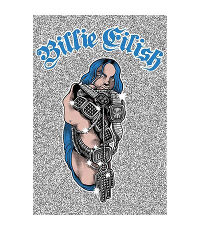 Billie Eilish - Poster BLING (Argent / bleu) (Taille unique) - UTTA4951