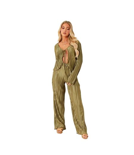 Haut Court Motif/style Détail À Nouer Femme Vert Kaki Missy Empire