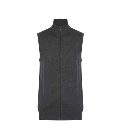 Mens plain full zip sleeveless gilet grey marl Henbury