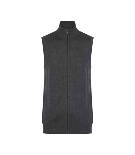 Mens plain full zip sleeveless gilet grey marl Henbury