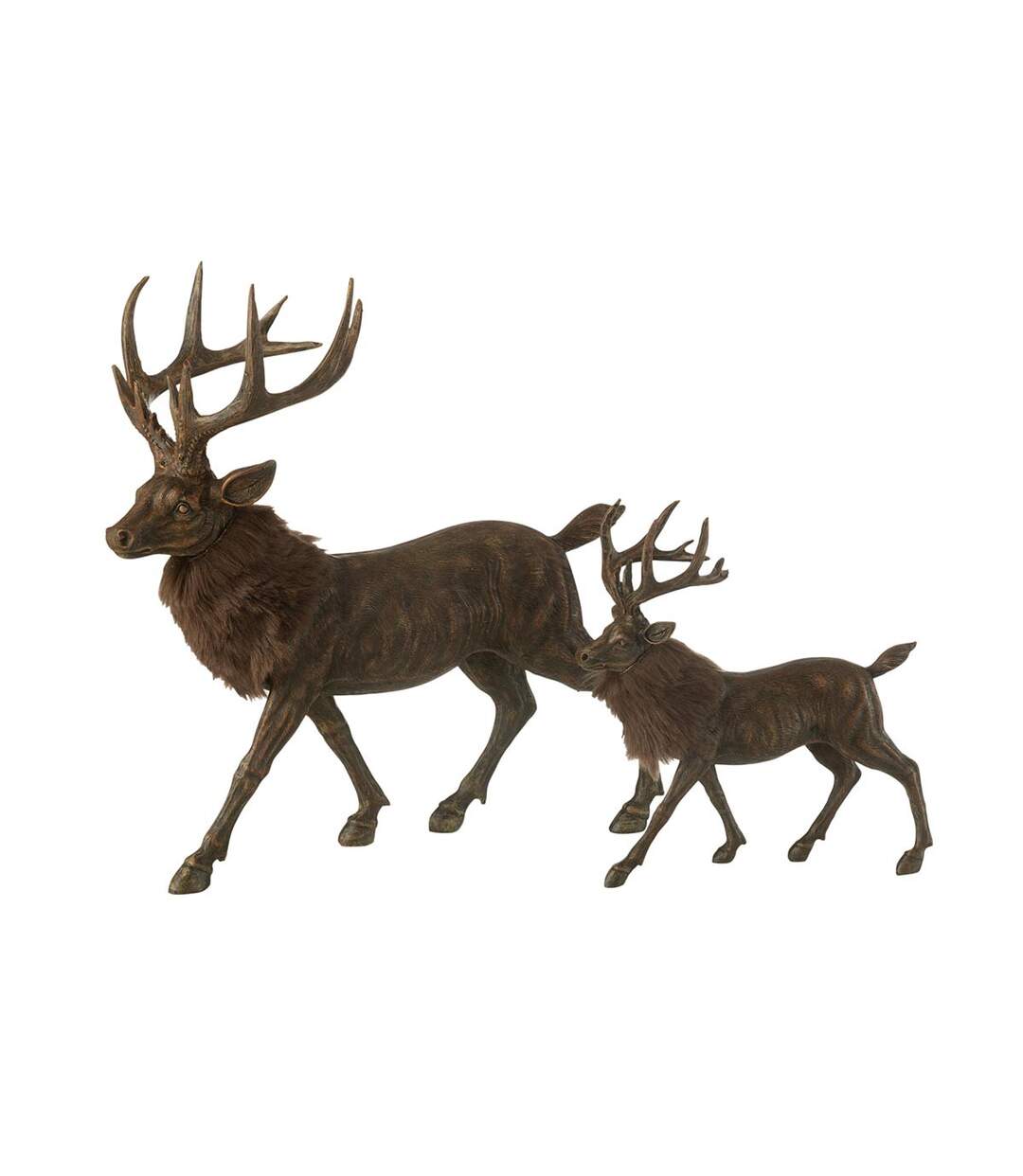Statuette Déco Cerf Imitation Fourrure 24cm Marron-2
