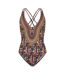 Womens/ladies Culture Jam Cross Back One Piece Swimsuit Multicoloured Print Zoggs-1