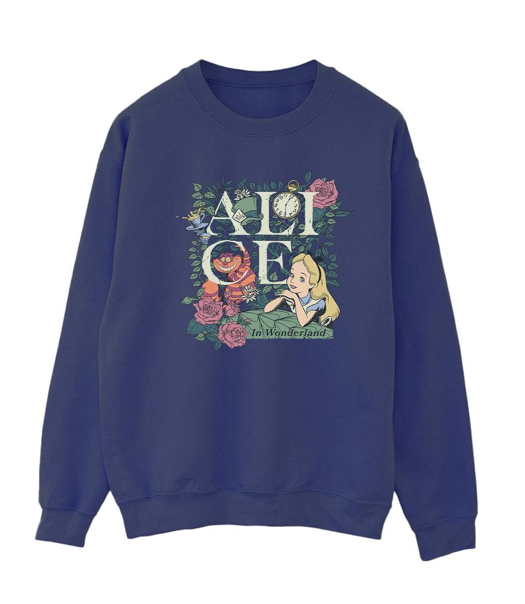 Disney - Sweat ALICE IN WONDERLAND LEAFY GARDEN - Femme (Bleu marine) - UTBI5769-1