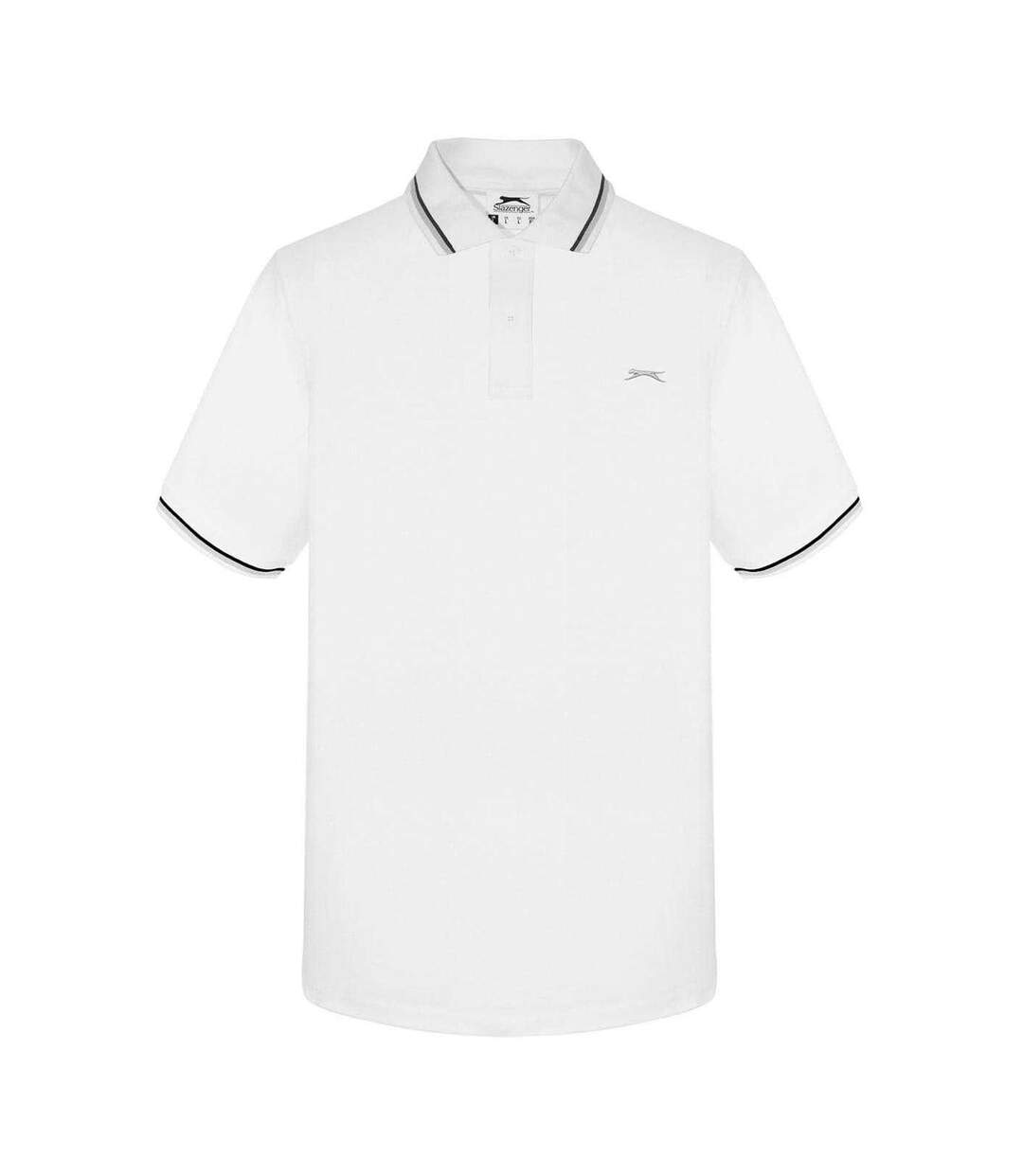 Polo Motif/style Rayure Contrastée Sur Bord Homme Blanc Slazenger-2