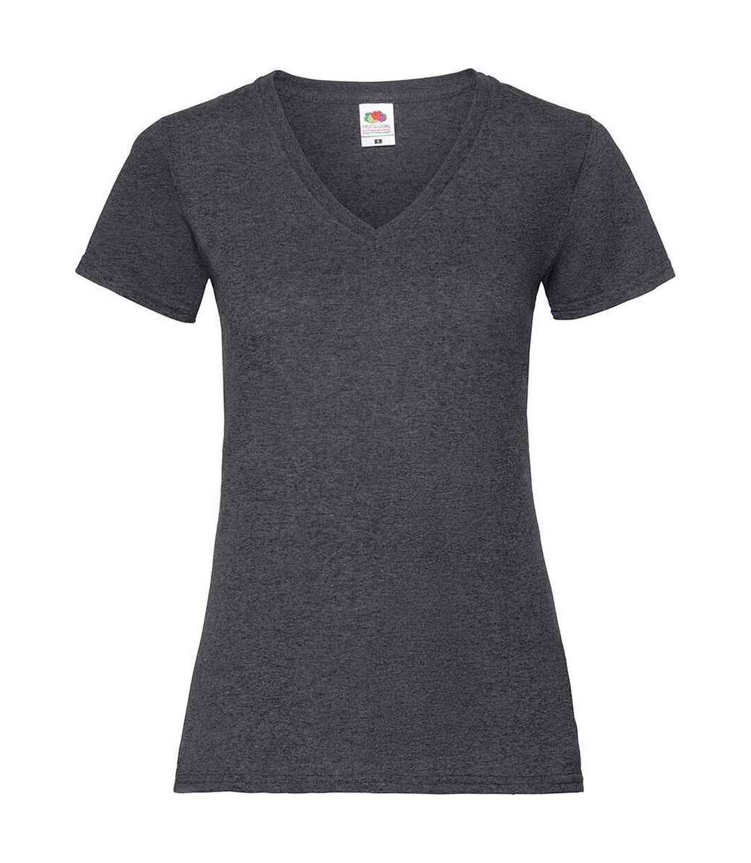 T-shirt femme gris foncé chiné Fruit of the Loom-1