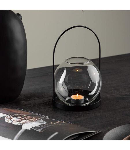 Lanterne Design en Verre Flora 14cm Noir