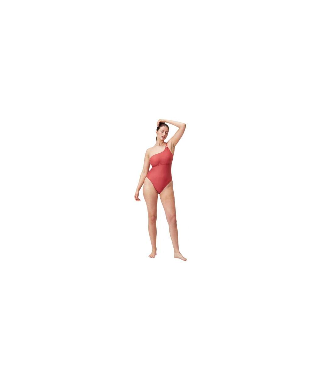 Womens/ladies Asymmetric One Piece Swimsuit Brown Speedo-1
