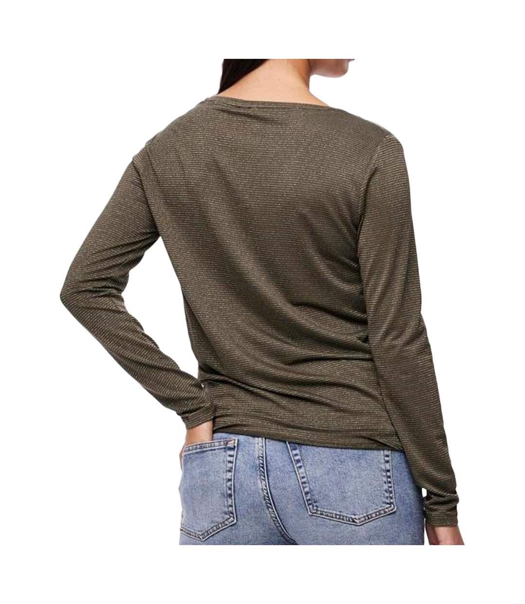 T-Shirt manches longues kaki/doré femme pieces billo - l-2