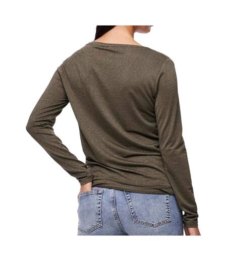 T-Shirt manches longues kaki/doré femme pieces billo - l