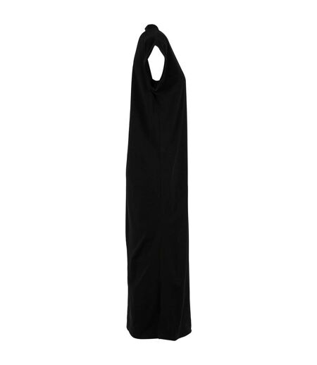 Womens/ladies Sorona Extended Shoulder Long Dress Black Build Your Brand