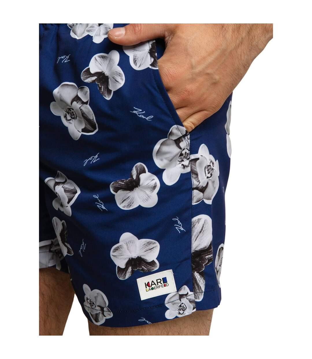 Short De Bain Motif/style Floral Homme Bleu Marine Karl Lagerfeld-4