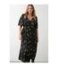 Dorothy Perkins Womens/Ladies Spaced Floral Button Front Plus Midi Dress (Black) - UTDP1462