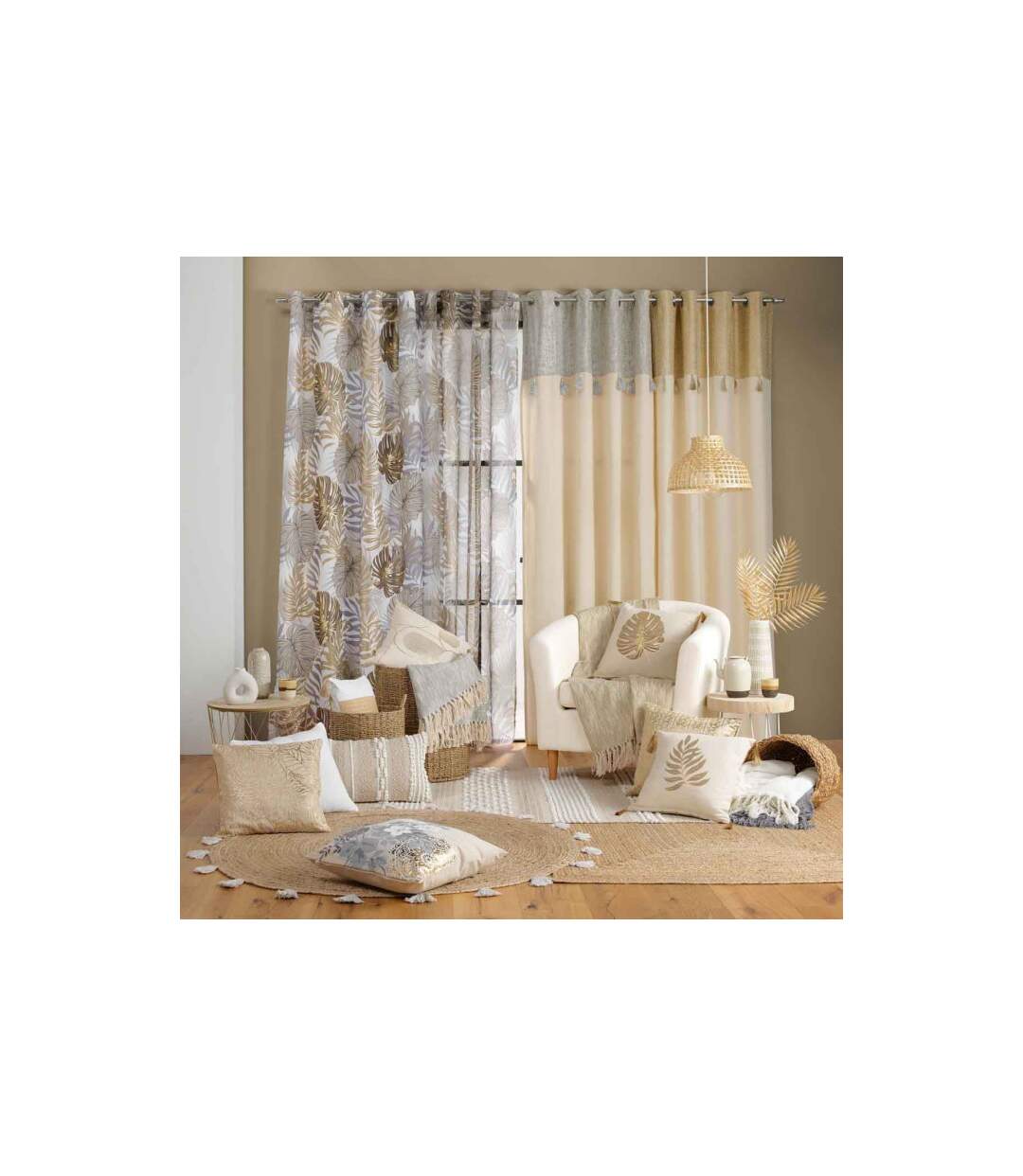 Rideau Voilage à Œillets Mogador 140x240cm Beige-5
