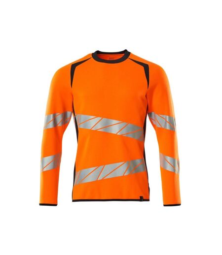 Sweat Motif/style Deux Tons Accelerate Safe Premium Homme Orange Fluo Bleu Marine Foncé Mascot