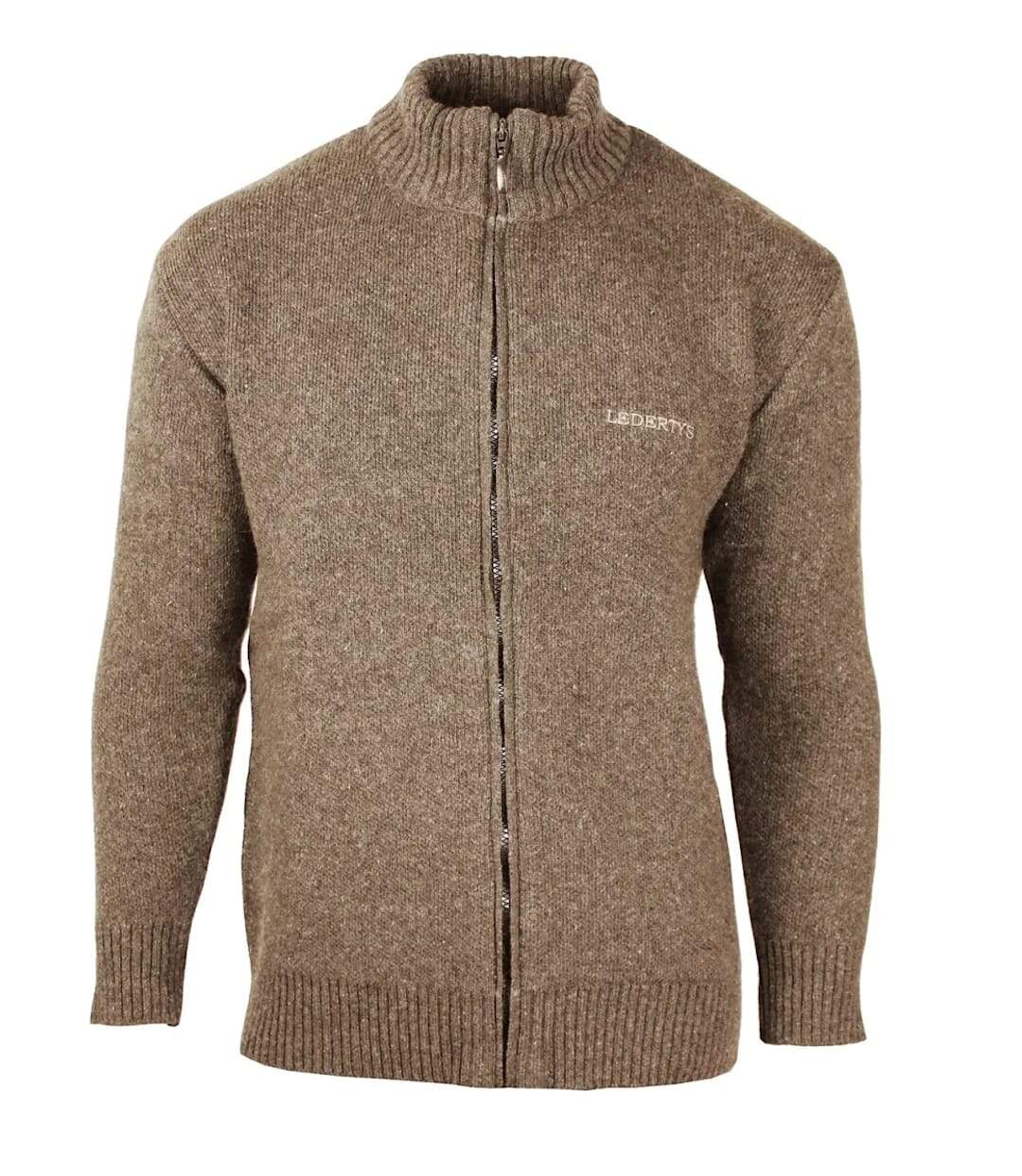 Cardigan Full Zip Homme Ledertys Marron en Laine LY0717-2