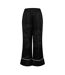Womens/ladies Floral Pattern Wide Leg Pyjama Bottoms Black Off White-1