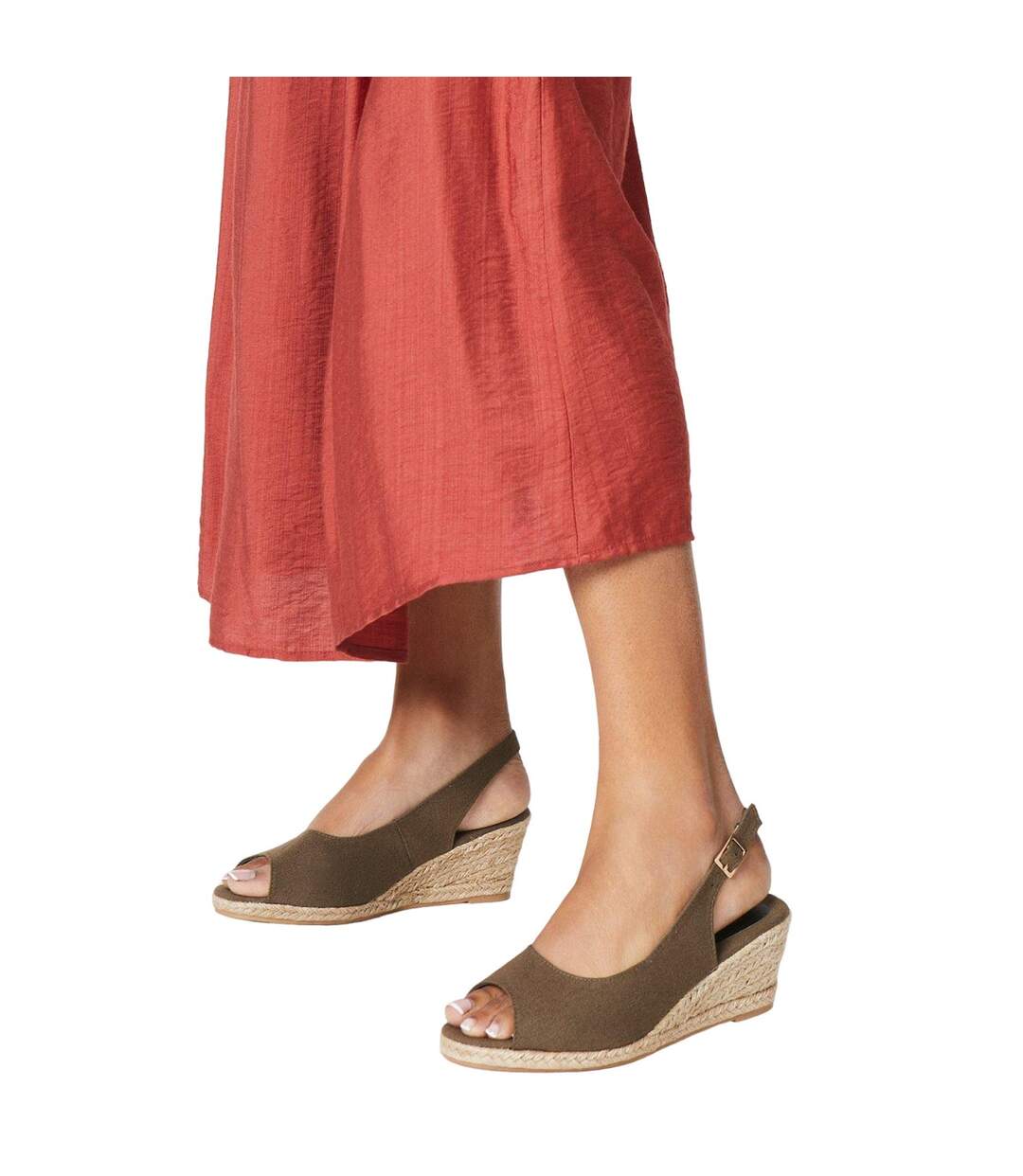 Womens/ladies reese wedge espadrilles khaki Good For The Sole-3